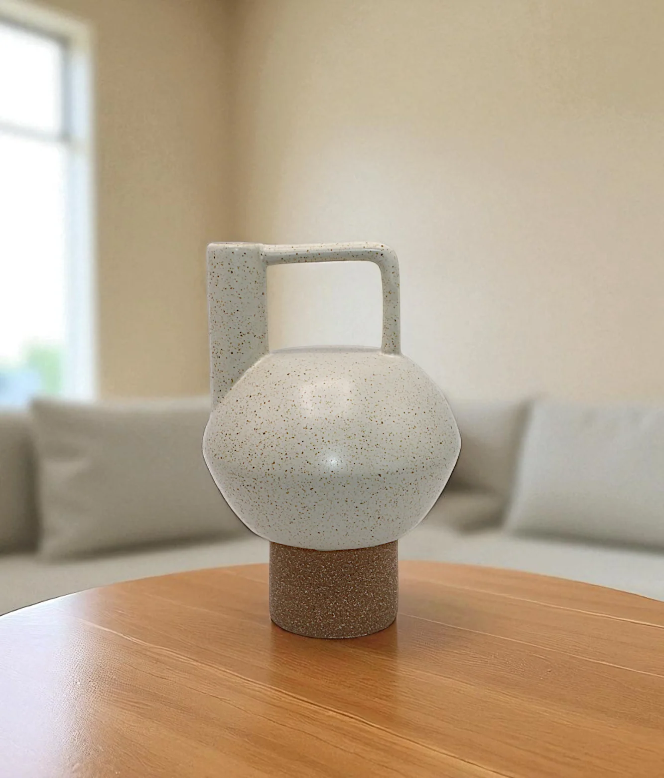 ceramic vase white & brown china "8x3"