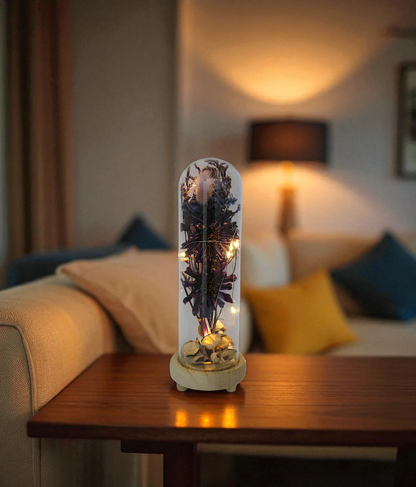 dry flower in glass purple large china "9.8x3.1"