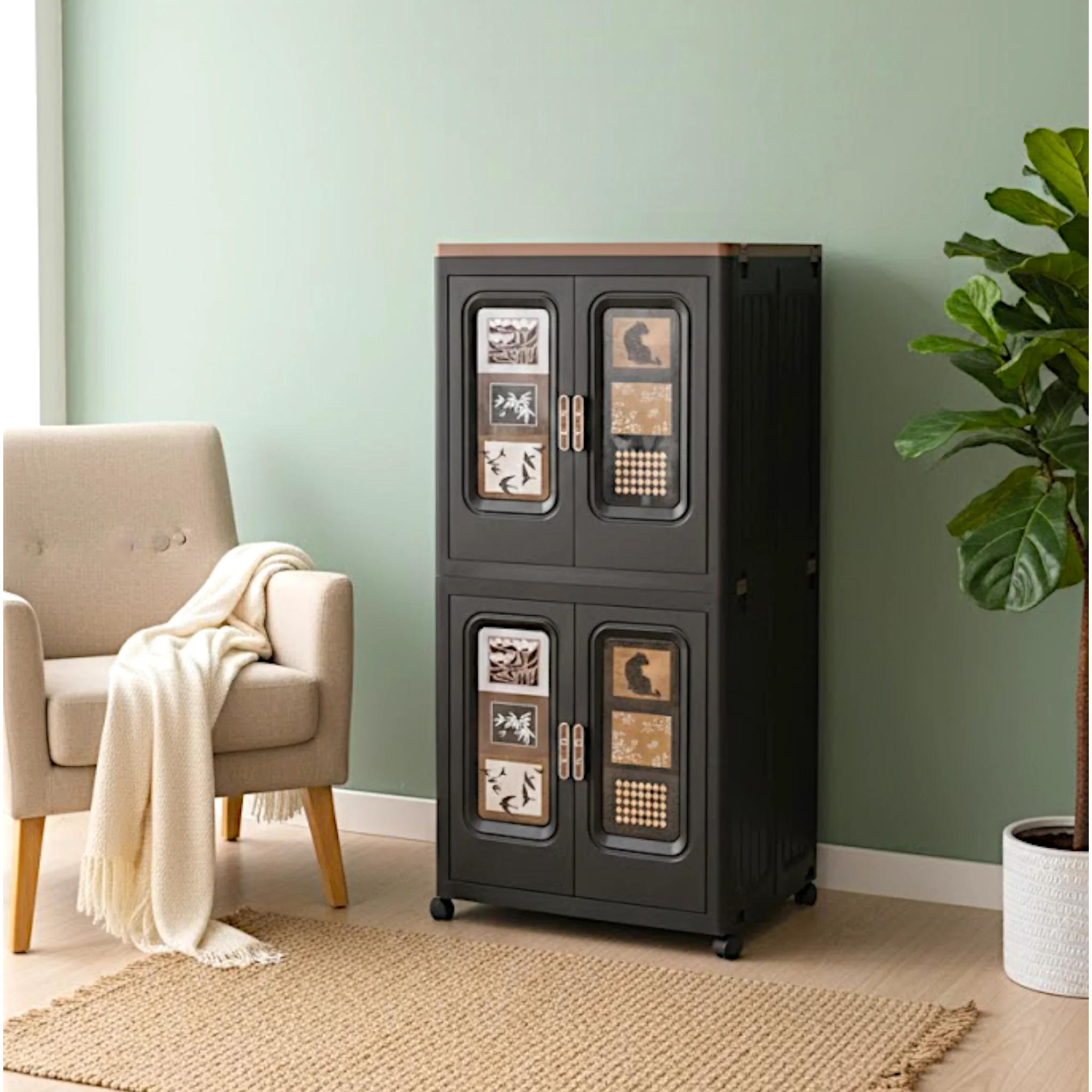 storage cabinet plastic with wheels china 3072