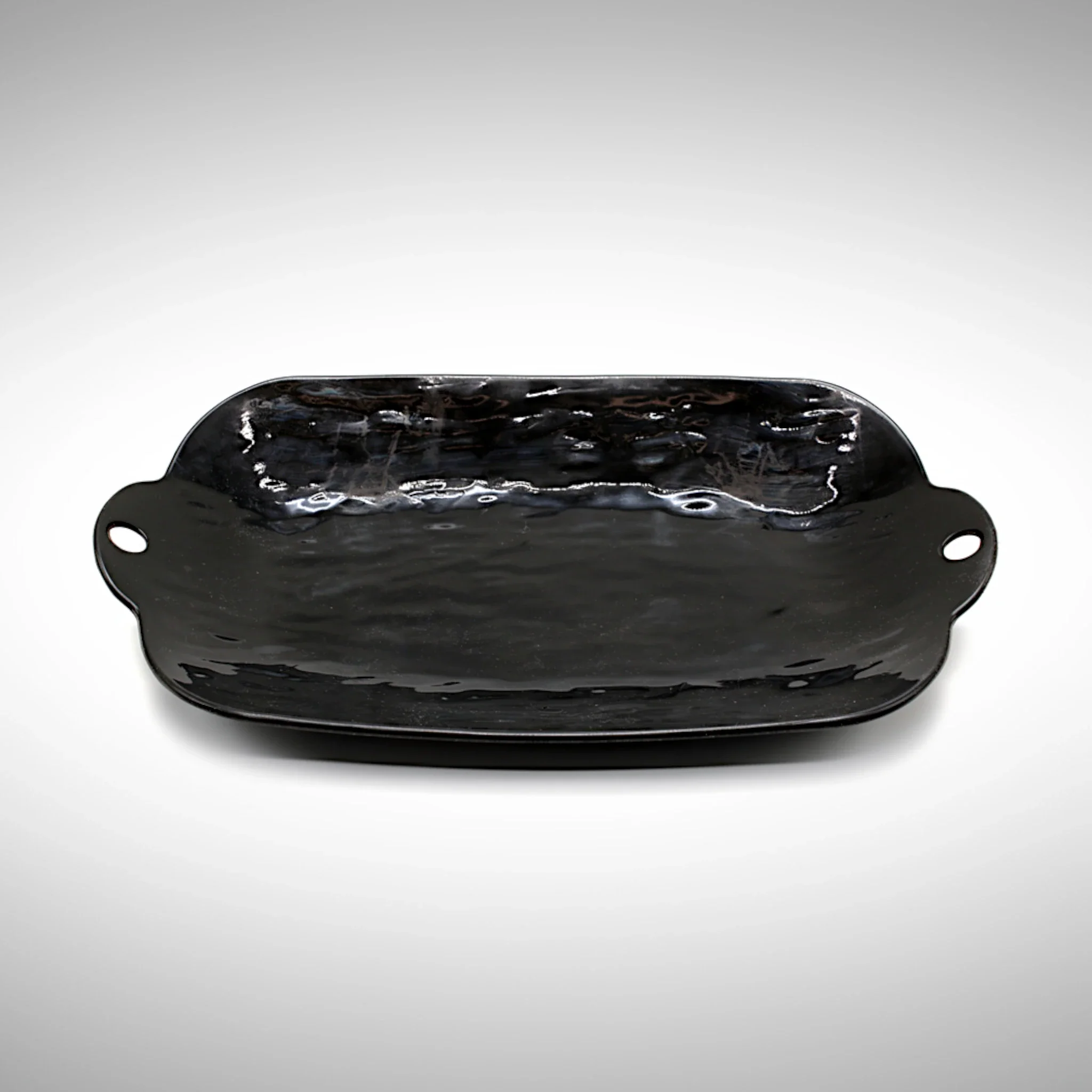 plastic tray 7.5'' rectangle black china 61640