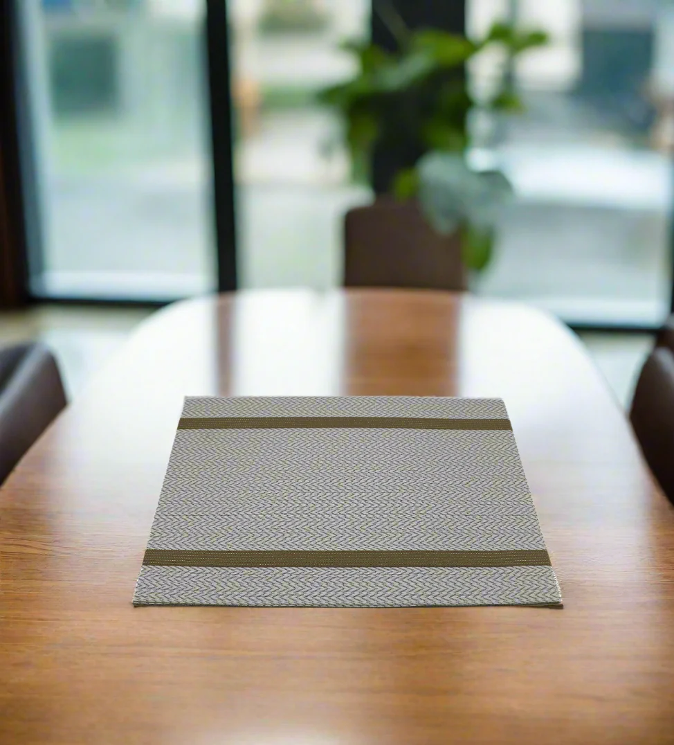 pvc table mat 1pc 45x12cm white & golden lines china d028