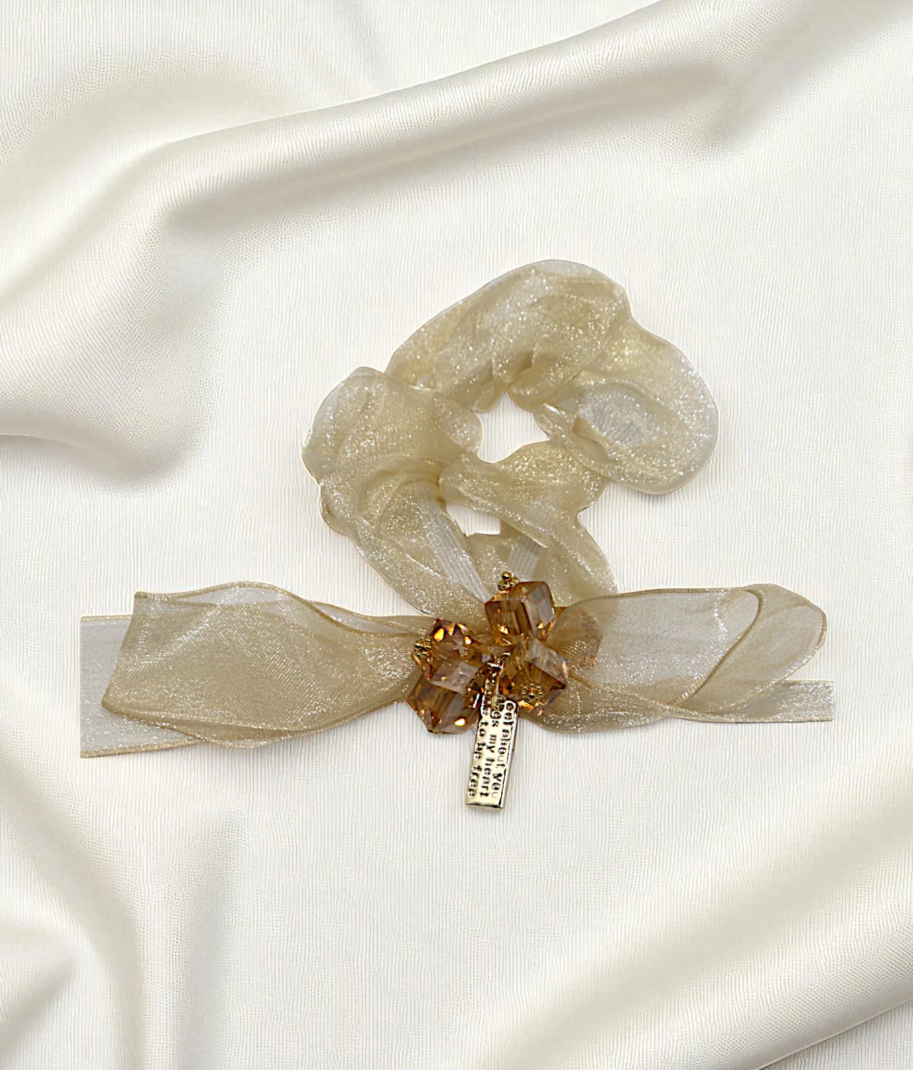 scrunchie mix color with organza bow pearls china - Image 2