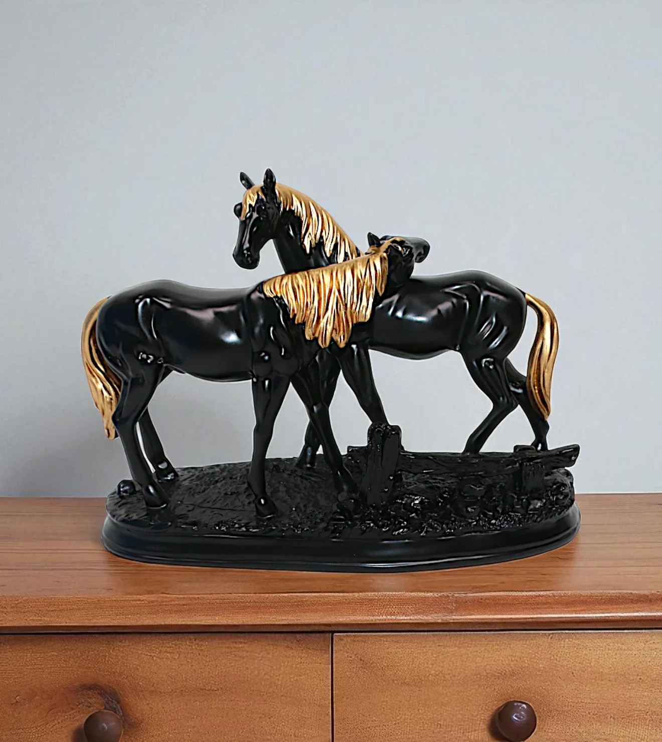 statue 2 horse black china