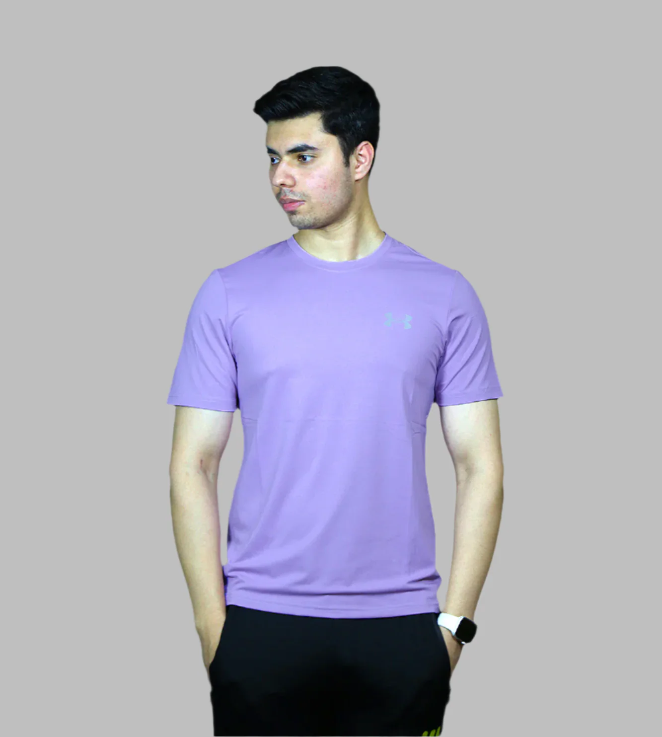 t shirt half sleeves under armour light purple 01