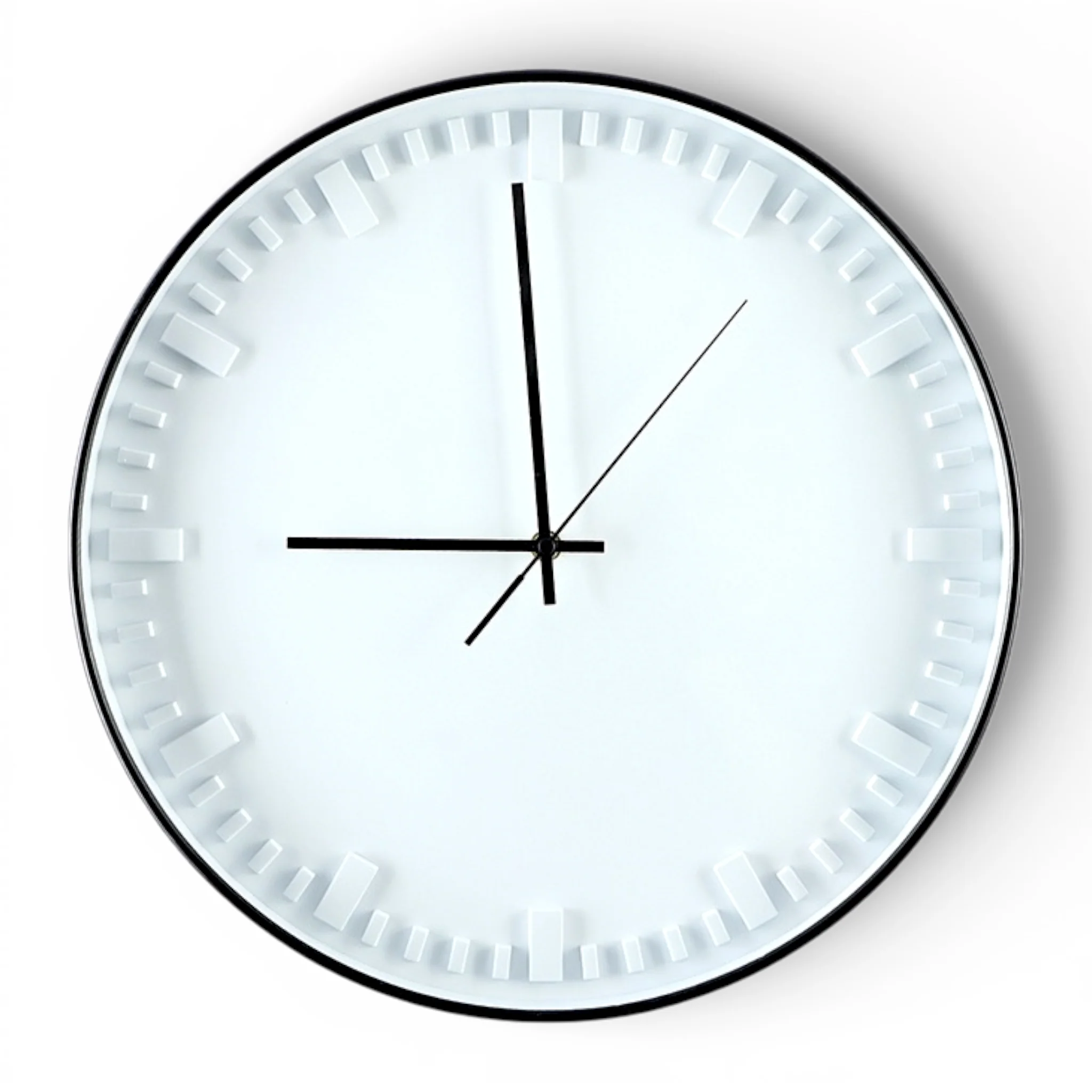 wall clock white & black china 16x16